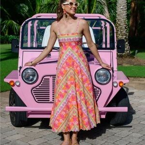 NEW Elizabeth James The Label Annalisa Maxi Dress Rosebud Pink Scallop Small NWT